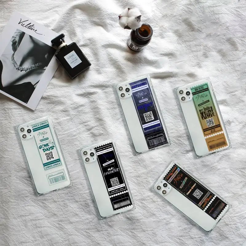 

Stray Kids Air tickets Design Phone Case Transparent for iPhone 7 8 11 12 se 2020 mini pro X XS XR MAX Plus