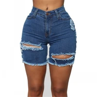womens jeans 2021 summer new fashion ripped elastic ripped denim shorts five point pants street trendy high waist shorts