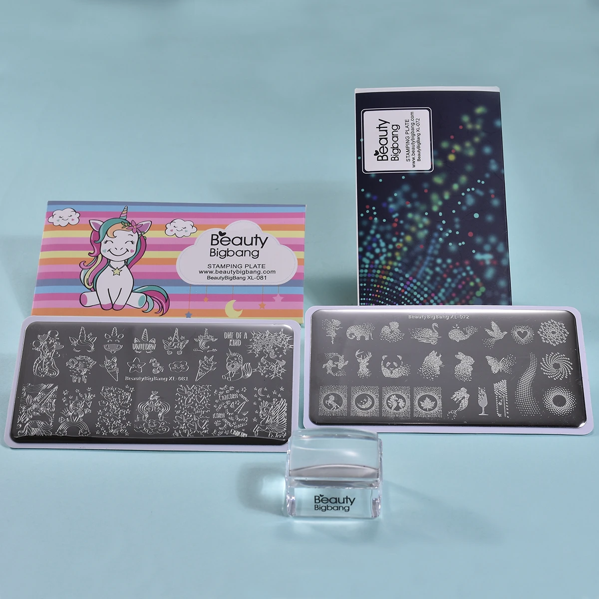 

BEAUTYBIGBANG 1 Set Nail Stamping Plates Geometry Lace Flower Animal Pattern With Scraper Stamper Manicure Image Plate Tool