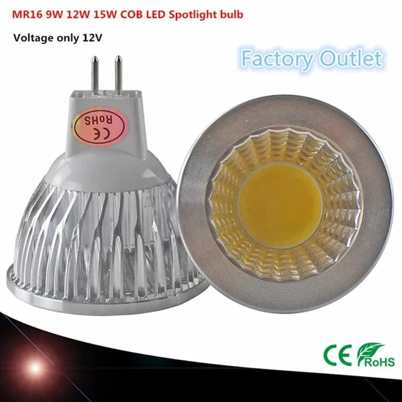 

1X High Power Lampada Led MR16 Cob 9 W 12 W 15 W Led Cob Spotlight Cool White 16 12V Lamp Gu 5.3 /110V/ 220V