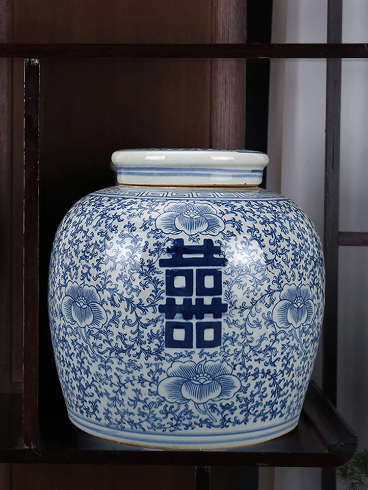 

Folk Collection Of Jingdezhen Ceramic Antique Porcelain Jar With "Xi" Characters