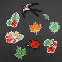 flower bird leaf beetle embroidery patch iron on backing for applique sewing clothes coat accessory