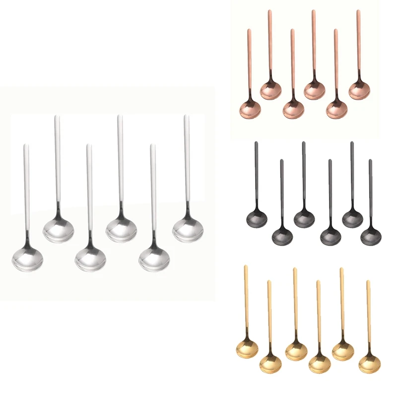 

Stainless Steel 6Pcs Espresso Spoons Teaspoons for Coffee Sugar Dessert Cake Ice Cream Soup Antipasto