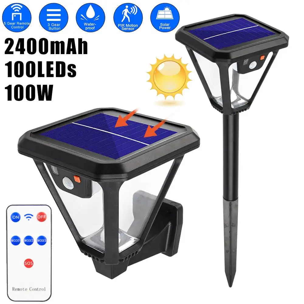 

100 Led Solar Light Pir Motion Sensor Outdoor Solar Light for Outdoor Garden Wall Patio Path Yard Solar Garden Light
