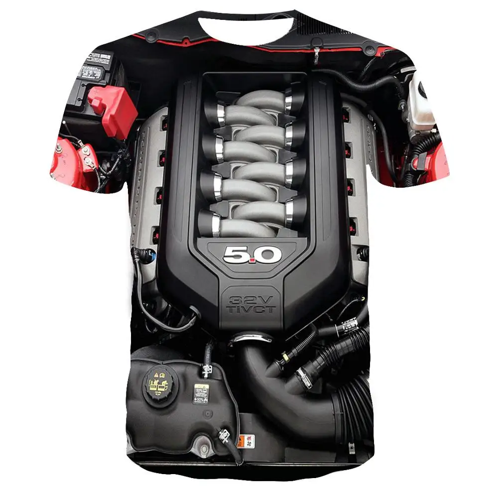

Men's Casual Sports 3d Engine T-shirt, Shirt with Ford Mustang Accessories, You Can Build Your Own Engine