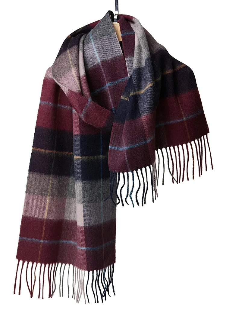 

2021InnerMongolia source wool blended BritishStyle Men's wool scarf fashion trend tassel warm scarf wool green silk couple scarf
