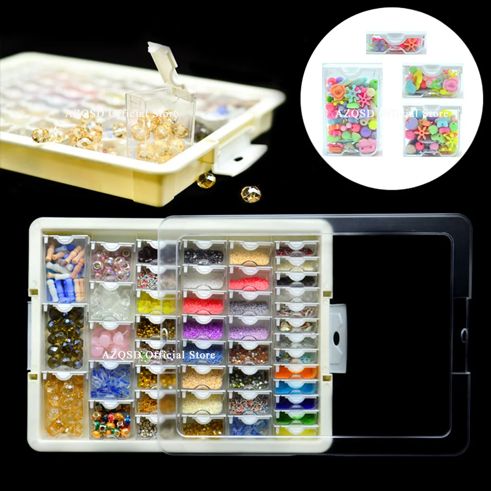 AZQSD-Caja de almacenamiento de accesorios de pintura con diamantes, contenedores transparentes para guardar teselas de mosaico para cuadro o bordado y otros accesorios de joyer&iacute;a-0