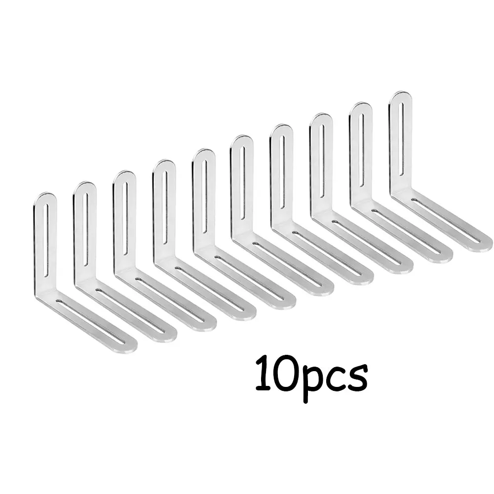 

10PCS Corner Bracket Brace L-Shape Joint Angle Stainless Steel Shelf Bracket Support 4x4.7inch For Fastener Of Furniture