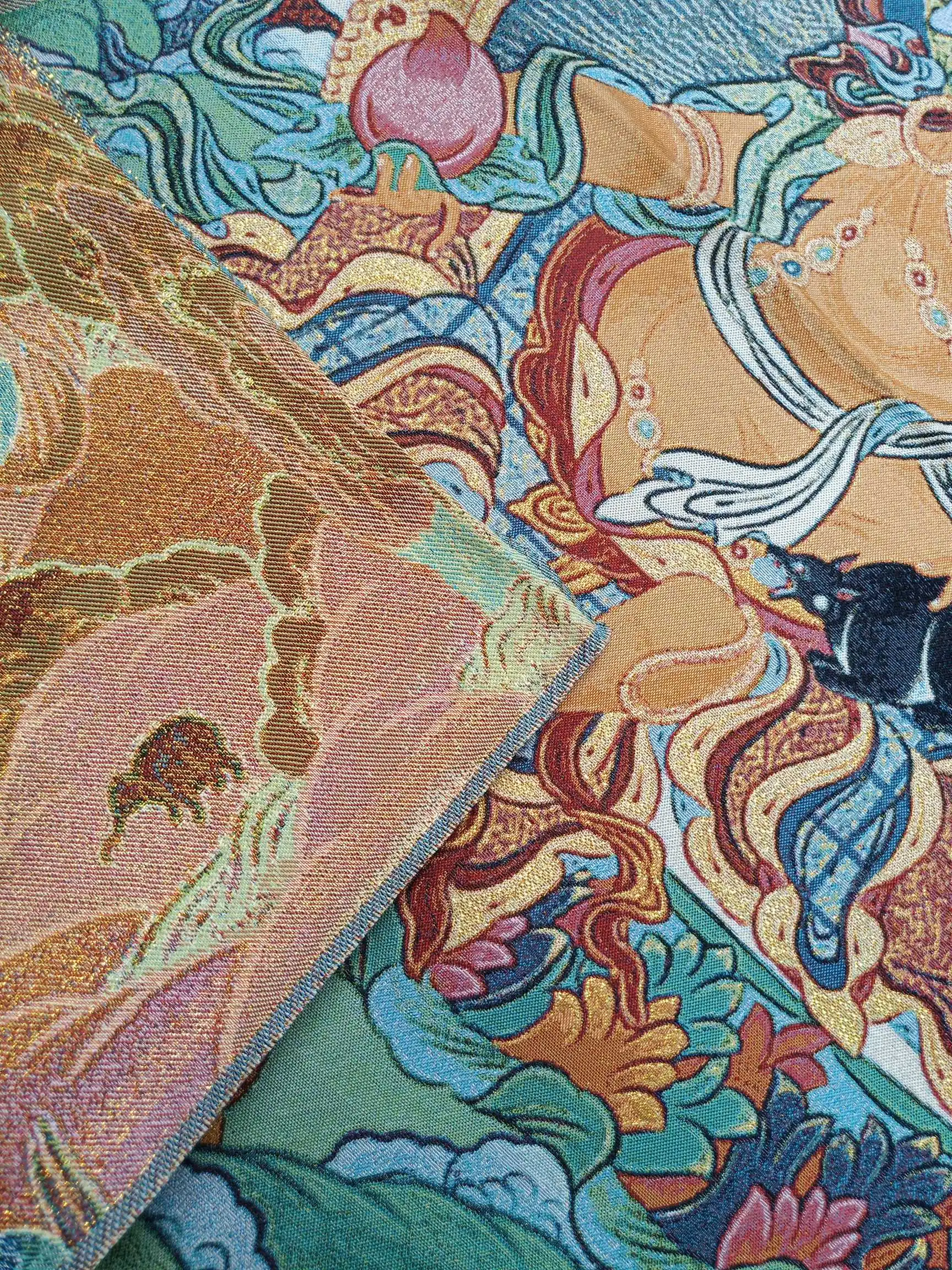 36 &quotтибетский с тканевым верхом вышитыми шелк Буддизм желтый Jambhala Tangka Фреска