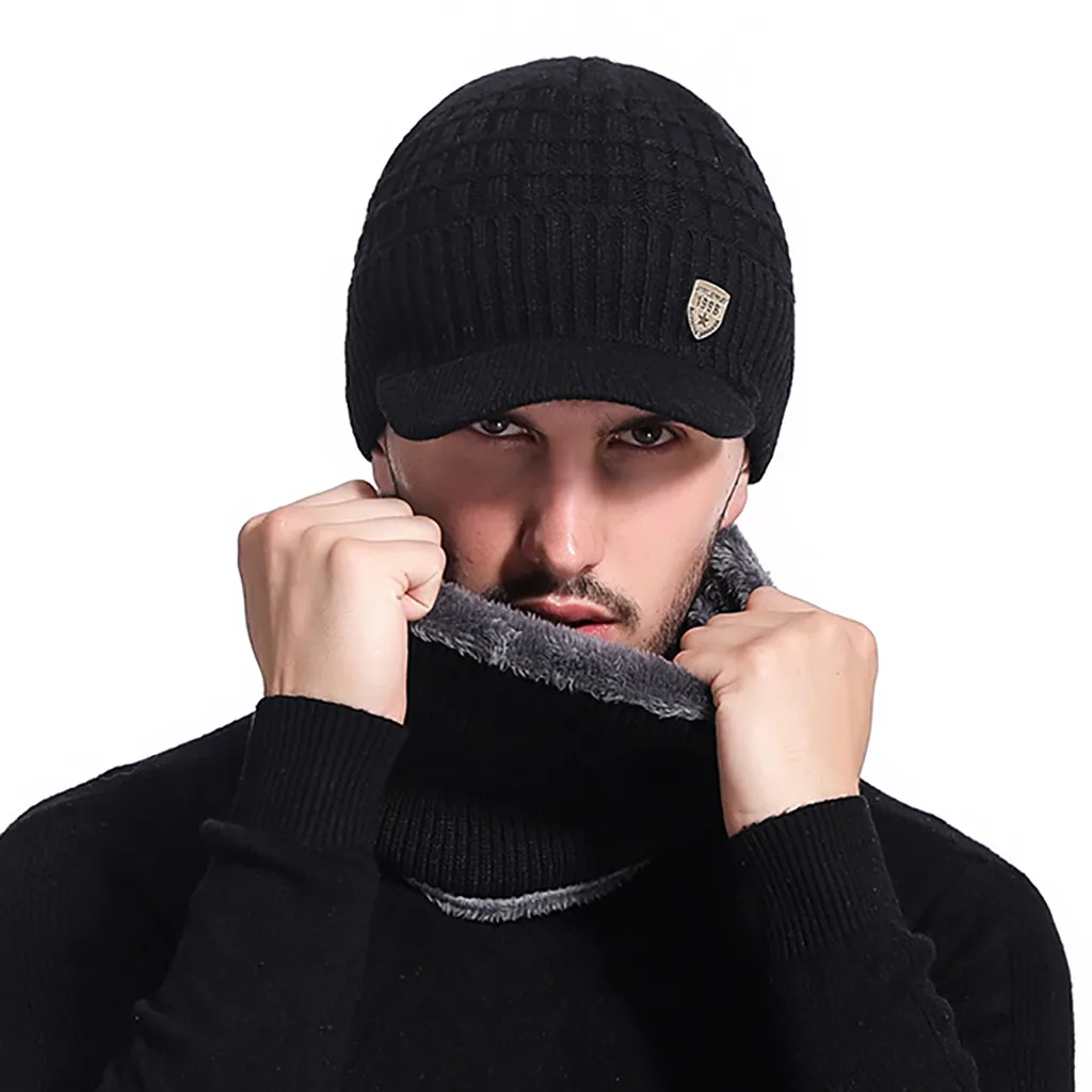 Новое поступление Мужская теплая шапка зимняя утолщенная и шарф двухсекционная