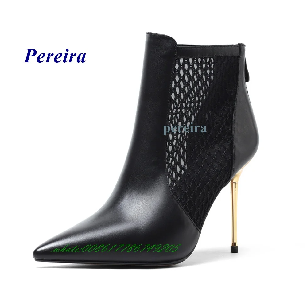 

Сандалии женские сетчатые с острым носком, босоножки на шпильке, с вырезами, на молнии сзади, Повседневная летняя обувь, цвет черный/белый