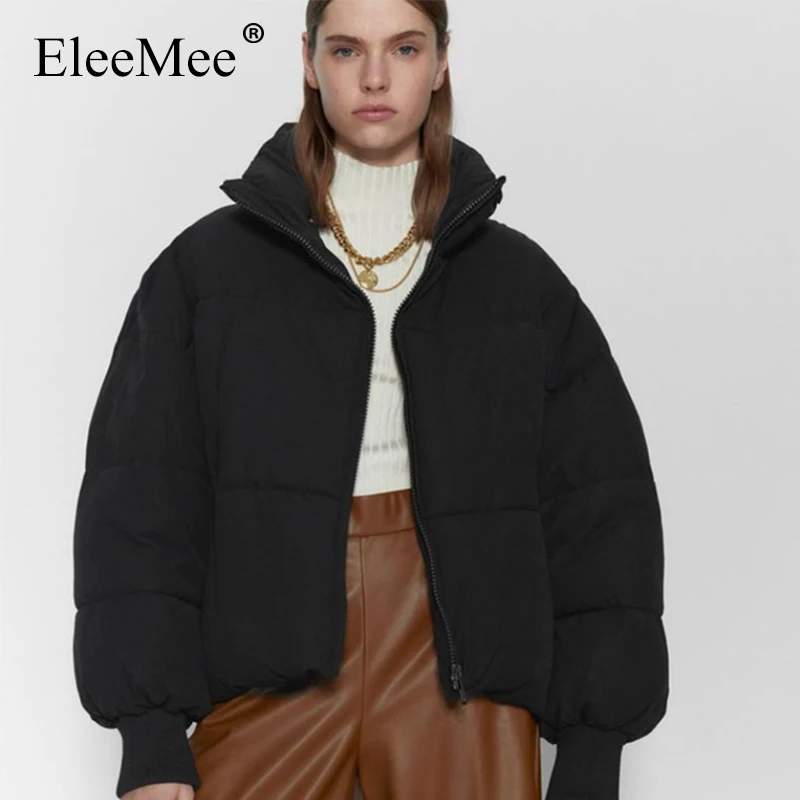 

EleeMee парки 2022 зимнее теплое пальто Женская куртка с высоким воротником модные новые поступления женские короткие топы Универсальные Размер...