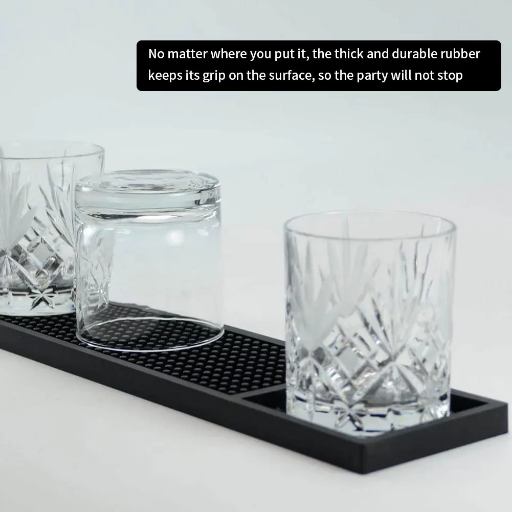 

Rubber Bar Service Coaster Rectangular Thick Rubber Mat Black Non-Slip Water-Proof Mat Restaurants Countertop Table Decorations