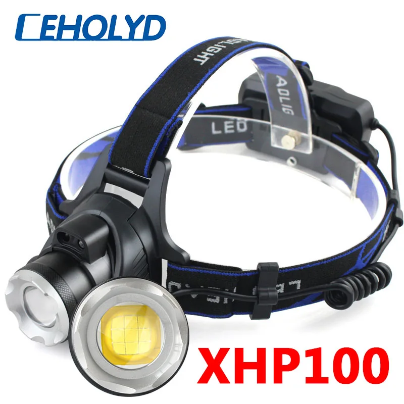 

Налобный фонарь XHP100, светодиодный, 9 ядер, 4 цвета, зарядка по USB