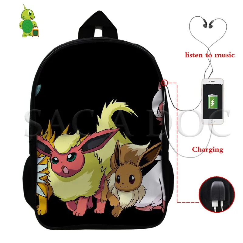7 Покемон умбреон Zapdos Многофункциональный рюкзак USB зарядка школьный рюкзак для ноутбука для подростков женщин мужчин повседневные дорожные сумки - Цвет: 7