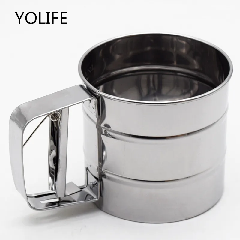 Абсолютно Новый из нержавеющей стали сетка муки сито кружки Дизайн Глазурь для