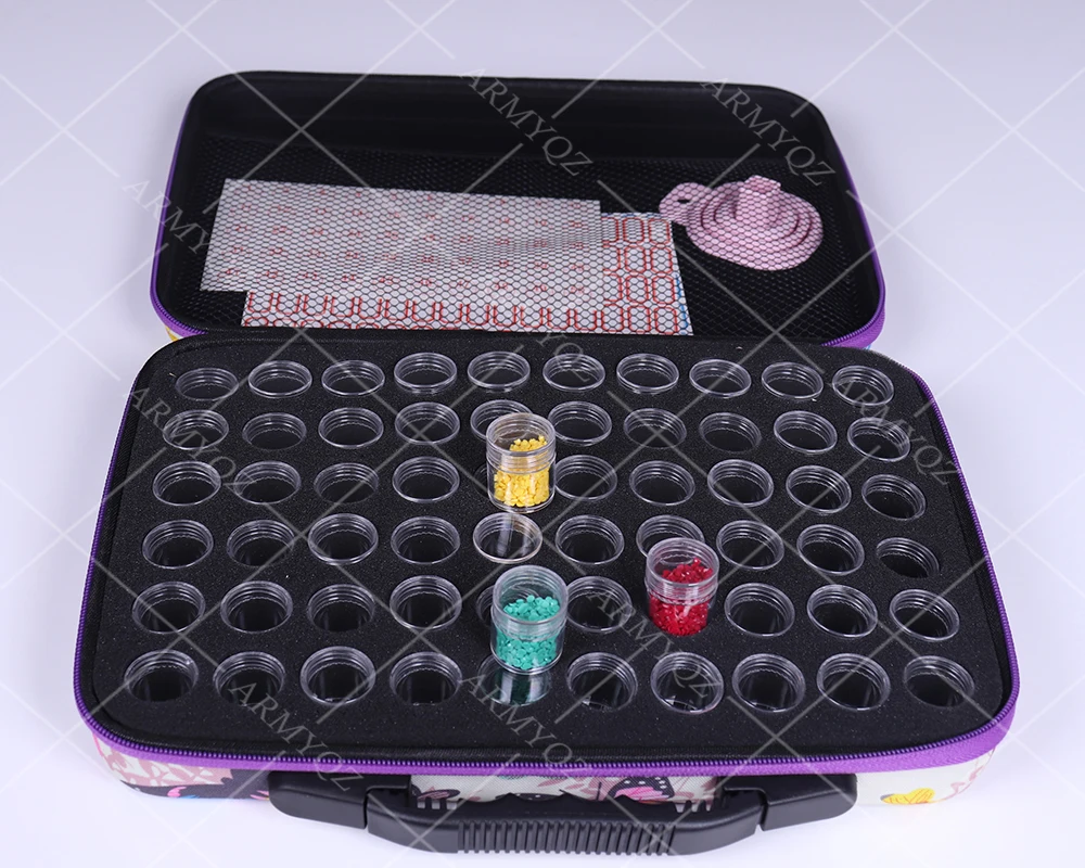 

2021 New Diamond Painting Accessories Carry Case Container Storage Box 60 Bottles Butterfly diamant painting Hand Bag Tools