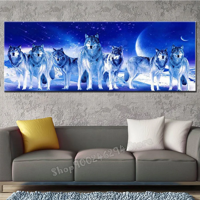 Большая 5D картина из страз рукоделие лунный свет волки сделай сам смола алмазная