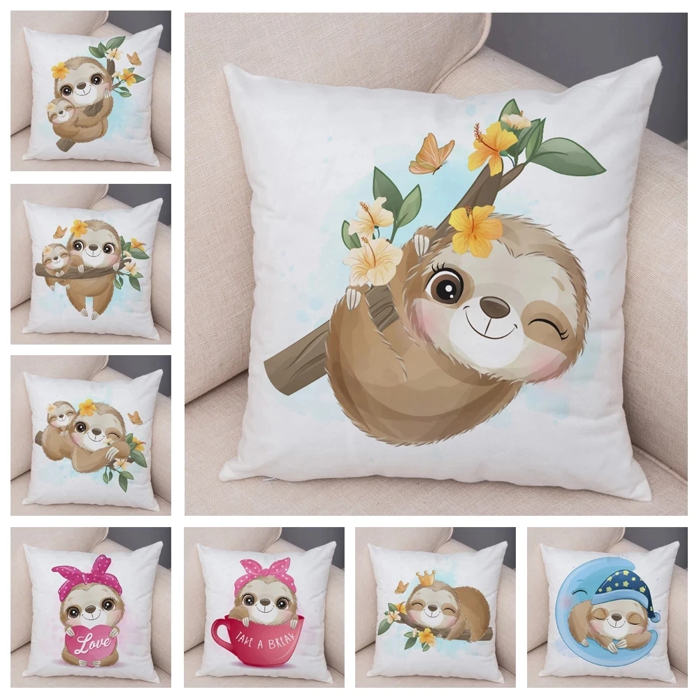

Мультяшный чехол для детской комнаты, дивана, домашний декор, симпатичный чехол для подушки с принтом животных, льняной или мягкий плюшевый ...