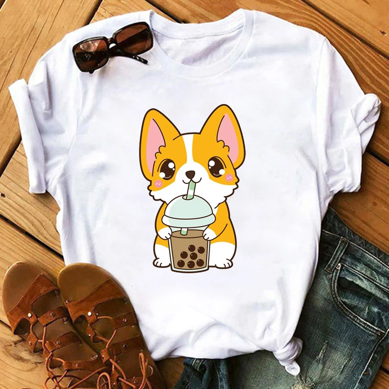 

Harajuku Women T-Shirt Lovely Shiba Inu Doge Print Summer Korean Streetwear Girls Chic Casual Tops Tees