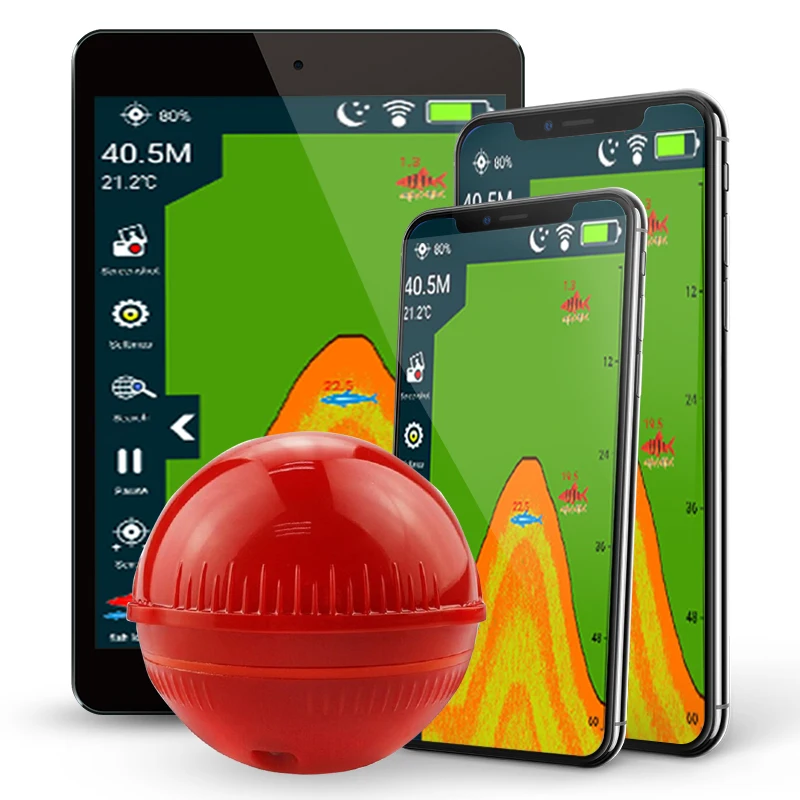 Портативный рыболокатор сонар беспроводной Bluetooth эхолот для Iphone глубина 36