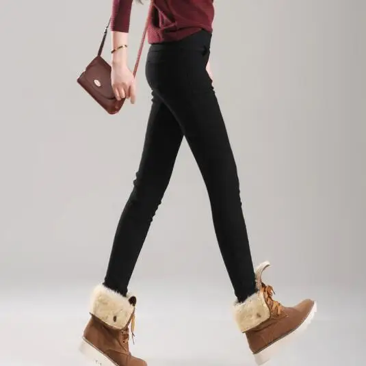 Женские утепленные брюки-карандаш хлопковые Капри с меховым замком размеры до 4xl