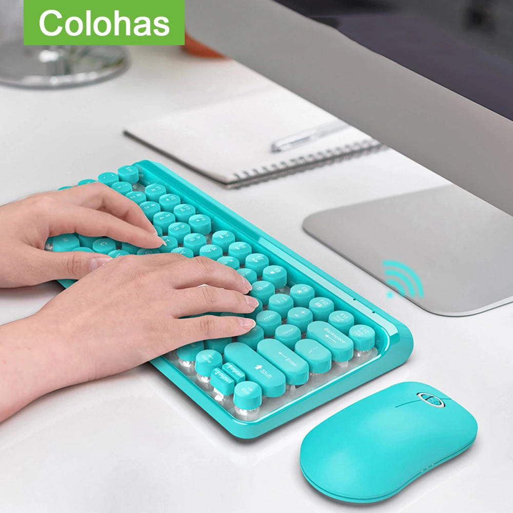 2 4G комплект-беспроводная клавиатура и игровая мышь скругленные клавиши в стиле
