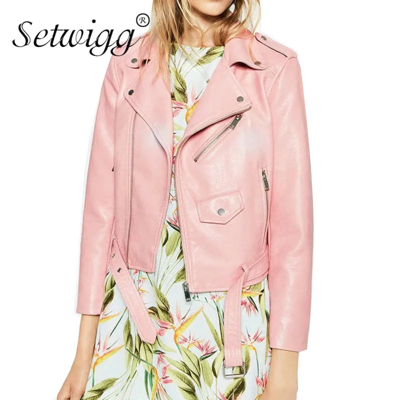 Женская мотоциклетная куртка из мягкой искусственной кожи на молнии|Кожаные