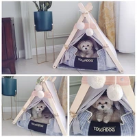 2020 new pet tent house cat bed portable teepee with thick cushion available for dog puppy excursion outdoor pet tents mats dec