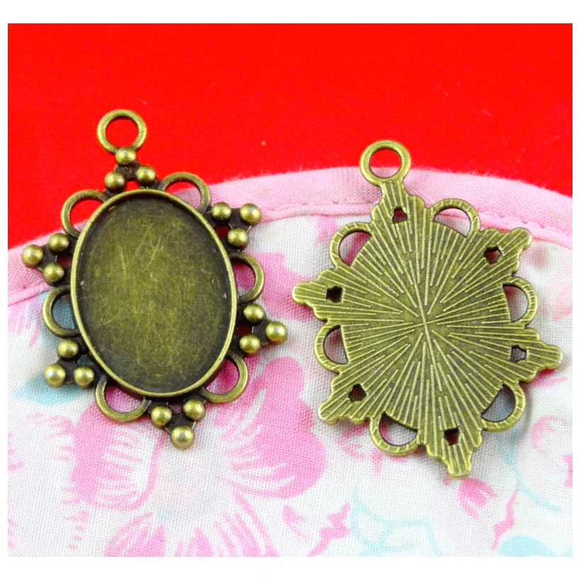 

20pcs/lot Pendant Settings Cabochons Bases Bezel Trays Fit 18x25mm Oval Cabochon Cameo DIY Making