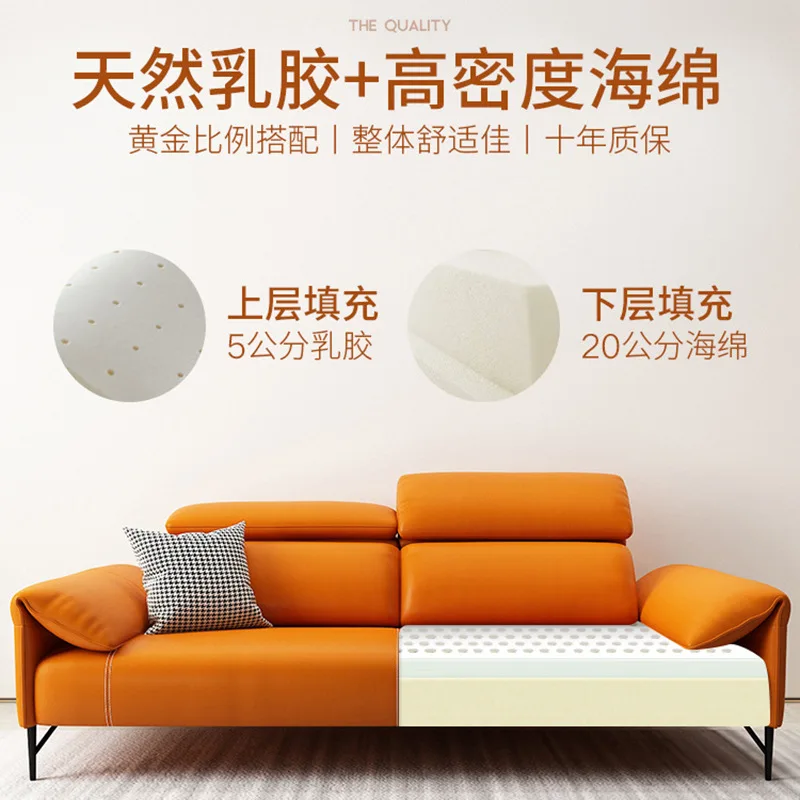 Кожаный диван итальянский минималистичный прямоугольный Трехместный