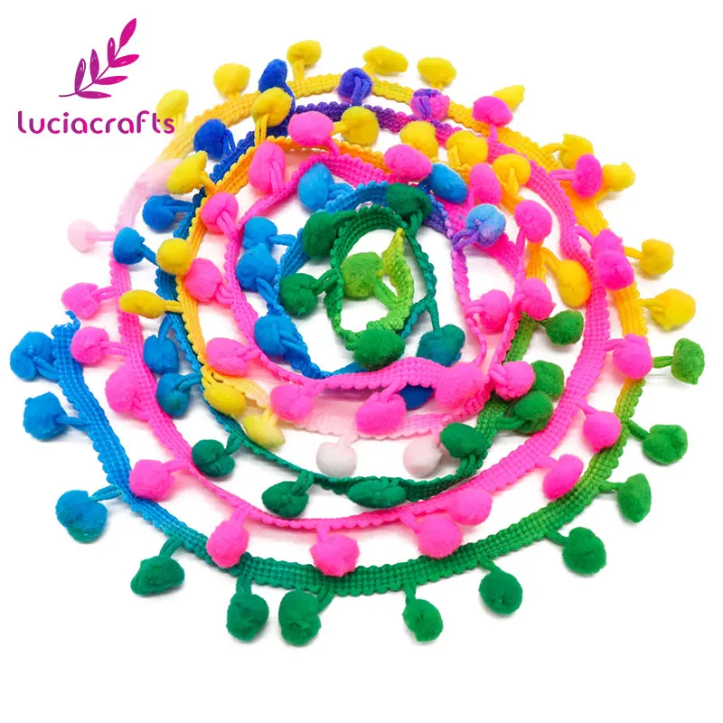 Продажа! Lucia ремесла 2/12 ярдов смешанные цвета помпон отделка шар бахрома лента DIY