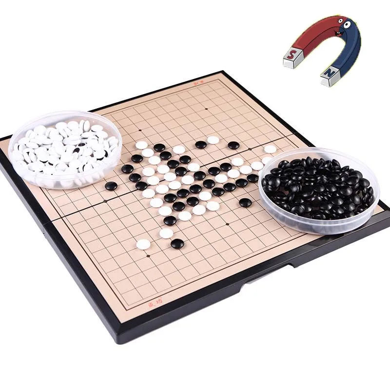 19*19 Line Magnetic Go Game Foldable Weiqi Acrylic Black White Chessman Chess Set For Children Puzzle Chess Board Game Toys Gift
