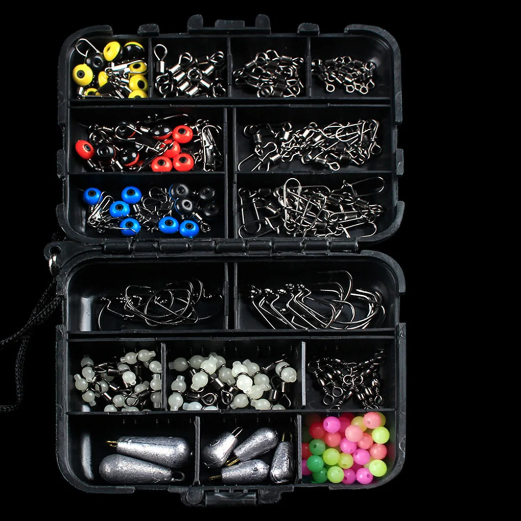 

177 шт. рыболовный крючок шарнирные грузила соединительные бусины приманка грузила Коробка Набор для карпа индуцированный ночником рыболов...