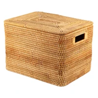 laundry basket rattan woven storage basket handmade large capacity portable clothing storage box household36x26x24cm
