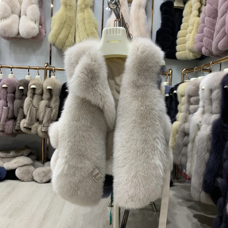 

Женский Зимний новый модный стильный короткий жилет из натурального Лисьего меха