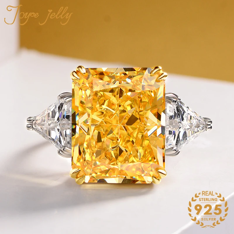 

JoyceJelly new arrival gemstone ring 925 sterling silver 13*16mm yellow sqaure stone ring for women engagement party gifts 2021