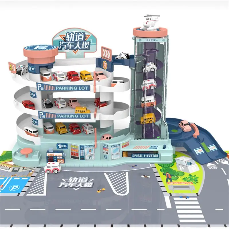 

4 Layers Parking Garage Toy With Elevator Electric&Manual Car Toy Track For Boy 4-12 Year Old Gifts