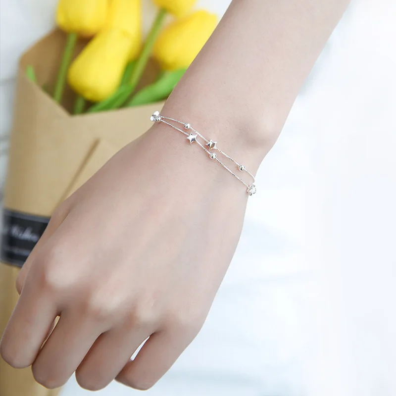 

New star bracelet female Korean version s925 silver Japanese and Korean simple sweet small fresh ladies wild bracelet