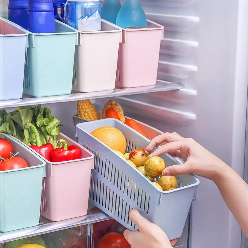 

4 Holes Basket Fridge organizer Retractable drawer Drink Bottle Holder Vegetable Storage Drain Frige Kitchen Organizer
