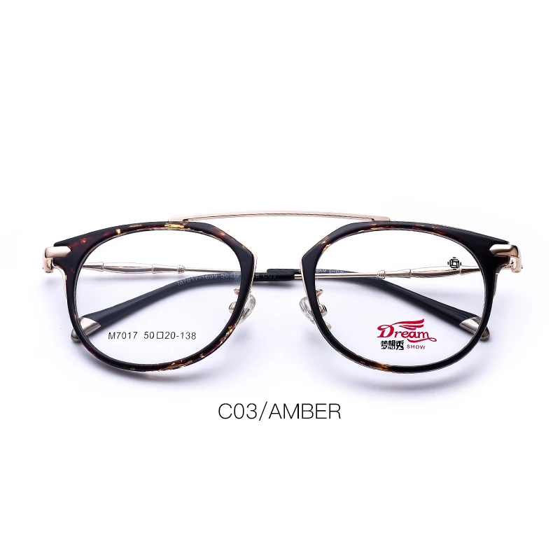 C03 Amber Женские очки TR90, оправа из сплава, оптическая круглая оправа, близорукость, Ретро стиль, прозрачные очки по рецепту, оправа# M7017 - Цвет оправы: C03 Amber
