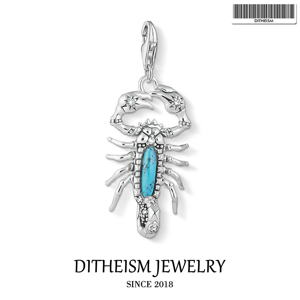 

Подвеска с голубыми скорпионами, модные ювелирные изделия 2019 из серебра 925 пробы, трендовый подарок для женщин и мужчин, подходящий браслет