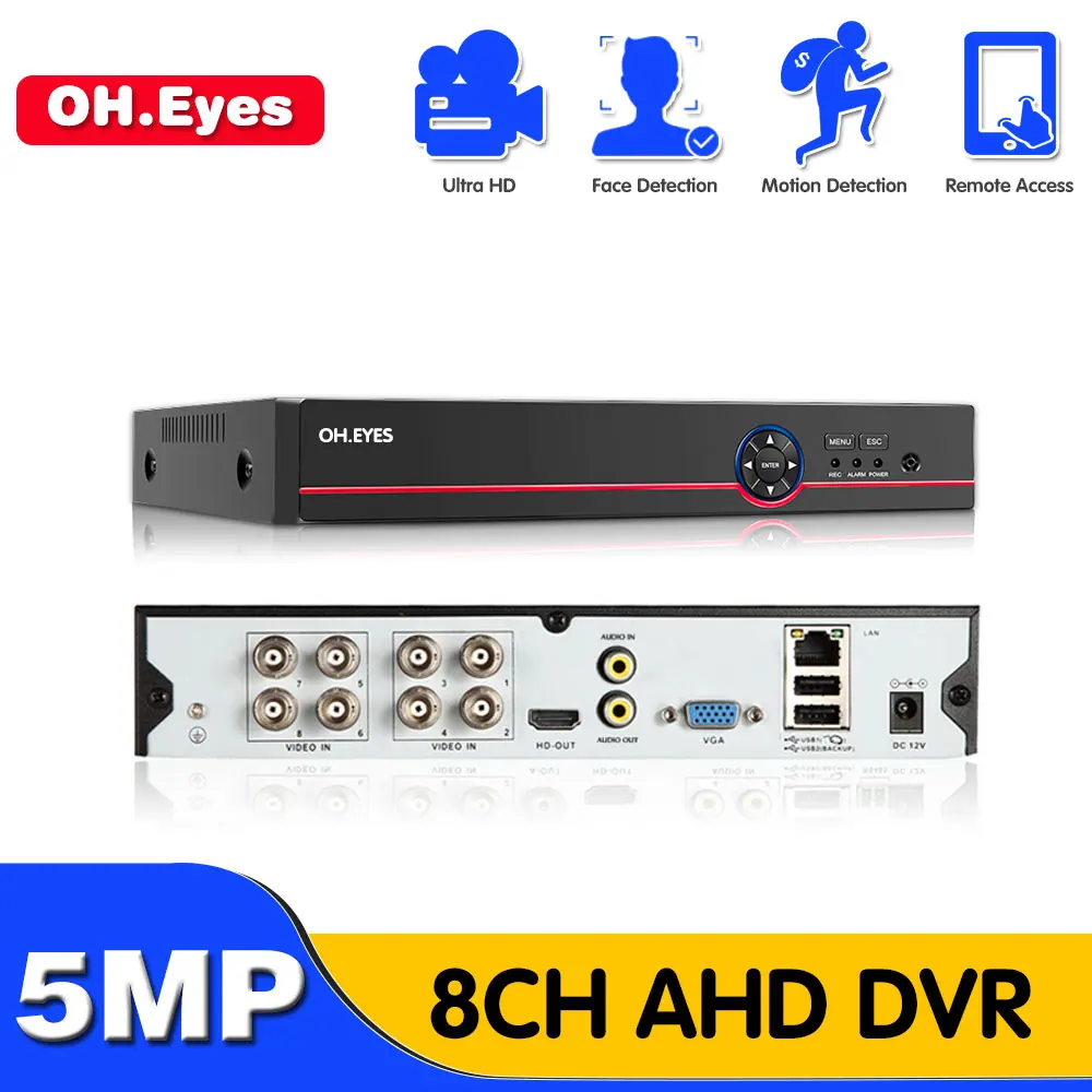 

6 in 1 H.265+ 8ch AHD video hybrid recorder for 5MP/4MP/3MP/1080P/720P Camera Xmeye P2P CCTV DVR AHD DVR support USB wifi
