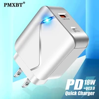 18w pd usb charger qc 3 0 eu us plug led adapter for iphone 13 pro max samsung s20 mobile phone fast charging usb type c charger