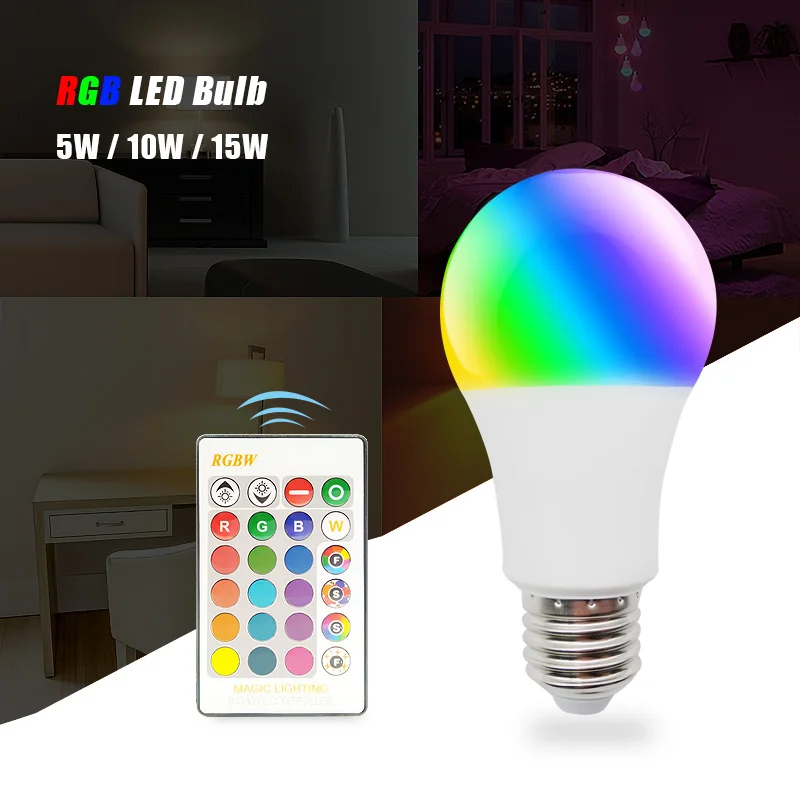 E27 B22 RGBW светодиодный лампы 4 Вт 7 10 15 110 В 220 лампада LED Сменные Красочные RGB