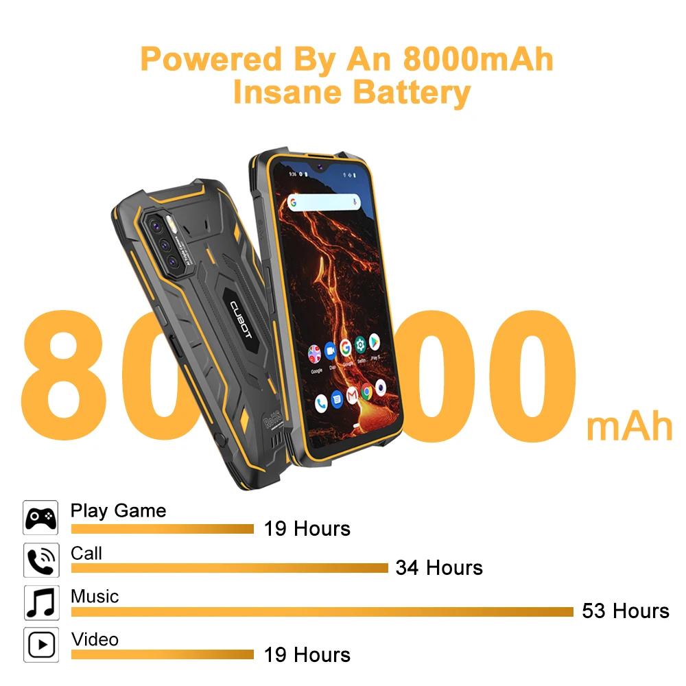 Смартфон в наличии Cubot Kingkong 5 Pro 8000 мАч Android 11 усиленный IP68/IP69K 4 Гб + 64 ГБ двойной
