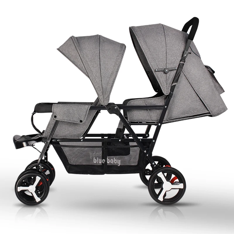 Portable Twin Baby Stroller Folding Double Stroller Can Sit Lying Lightweight Newborn Pram Kids Mutiple Stroller Travel System