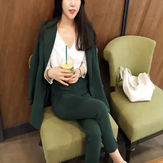 Женский OL стиль черные костюмы наборы/женские деловые пальто одноцветные с