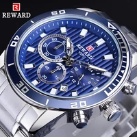reward mens blue bezel three dial business fashion design mens quartz sport wrist watch top brand luxury relogio calendar clock