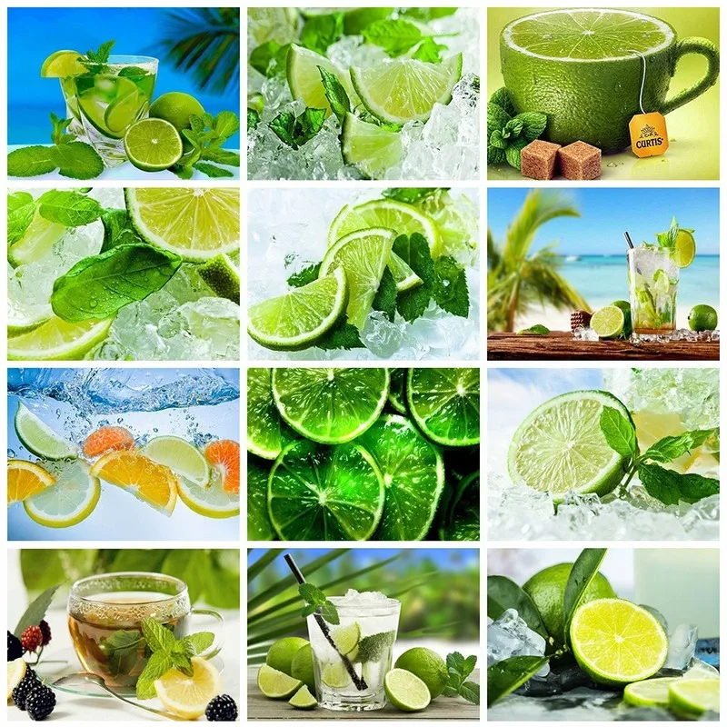 

5D DIY Diamond Painting Kits Fruit Lemon Pictures Of Rhinestones Full Round With AB Drill Kitchen Wall Decoration Diamond art